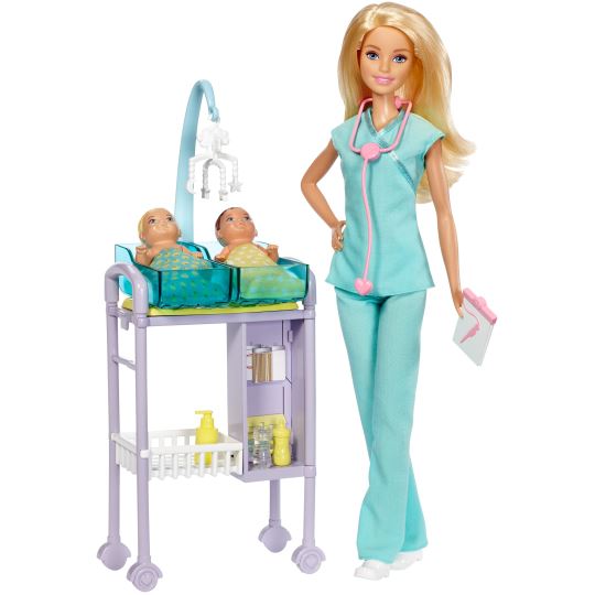 Barbie ve Meslekleri Oyun Setleri Sarışın Bebek Doktoru Deniz Shop