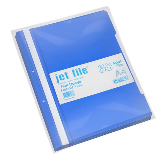  Jet File Plastik Telli Mavi Dosya 50'li Paket
