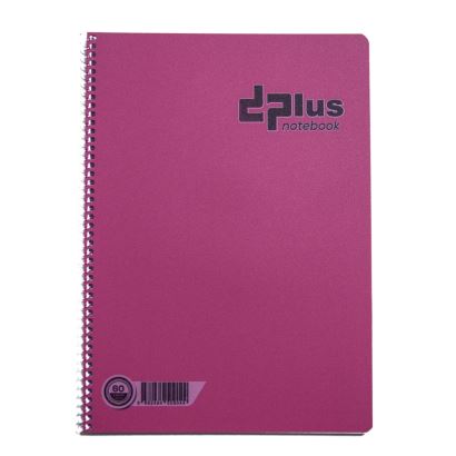 Dplus A4 Çizgili Plastik Kapak Telli 60Yp Defter PEMBE