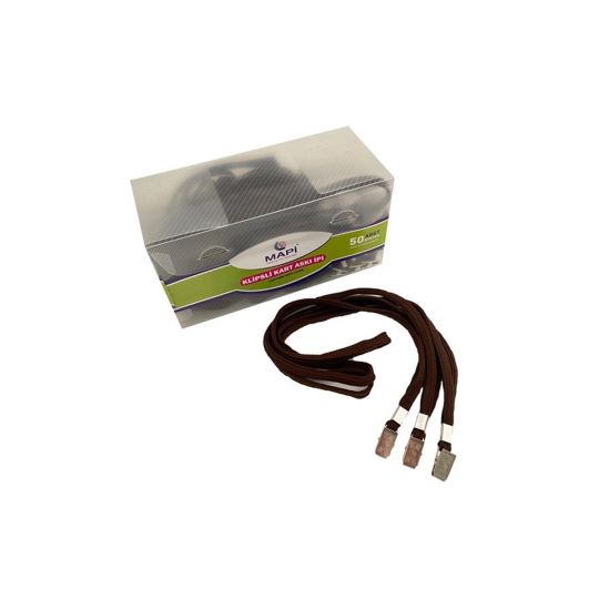 Mapi Metal Klipsli-Polyester Dokuma Kart Askı İpi Kahverengi 10 lu Blisterli