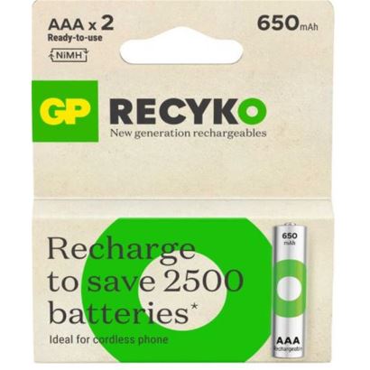 Gp Aaa 650 Mah Şarjlı İnce Kalem Pil 2'li Paket Gp65aaahchp-bu2