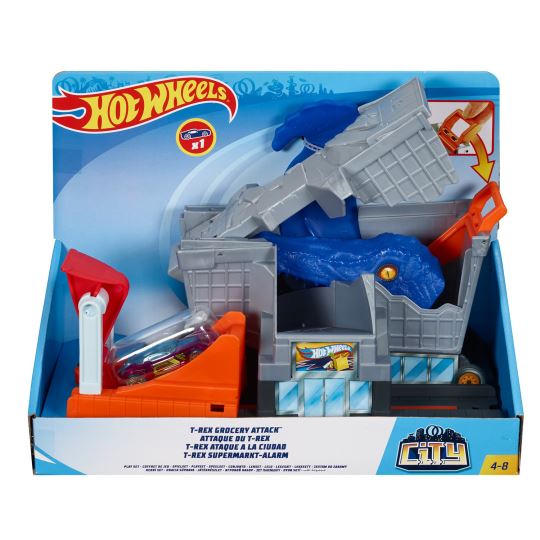 Hot Wheels Şehirde Yaratık Macerası Oyun Seti Serisi Ptero Uçuş Saldırısı T-rex Gizli Saldırı