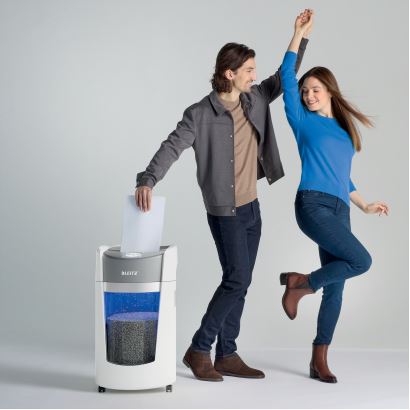 Leitz IQ OptiMax Küçük Ofis 350 Mikro Kesimli Evrak İmha Makinesi Güvenlik P5 22L - Beyaz