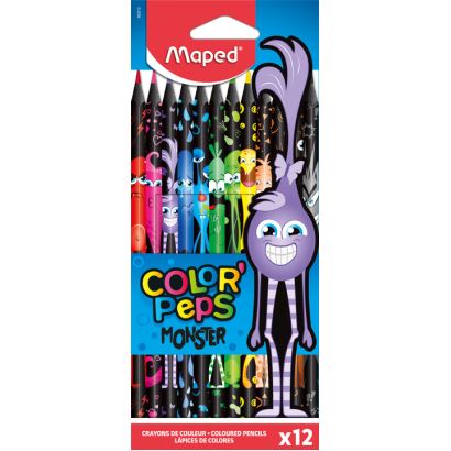 Maped Color'Peps Monster Siyah Kuru Boya Kalemi 12 Renk