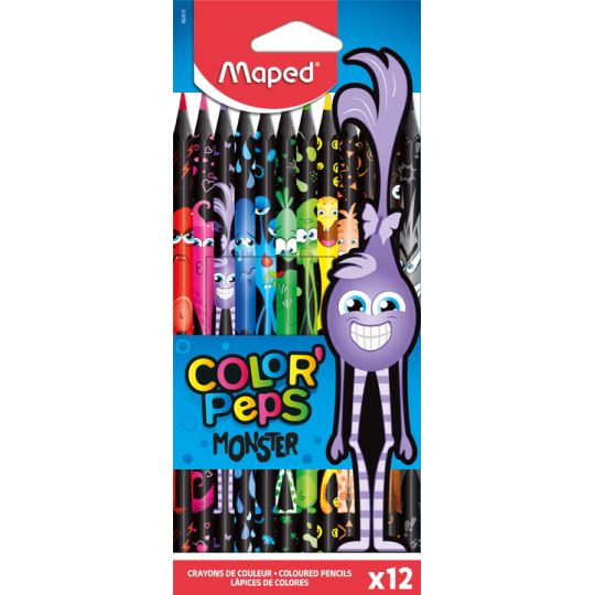 Maped Color'Peps Monster Siyah Kuru Boya Kalemi 12 Renk