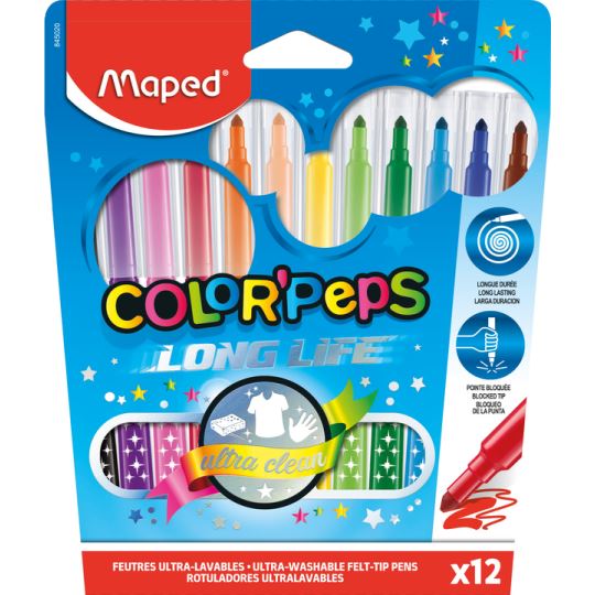 Maped Color'Peps Long Life Yıkanabilir Keçeli Kalem 12 Renk