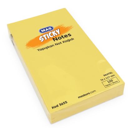 Mas 76x127 100 Yaprak Pastel Sarı Yapışkanlı Not Kağıdı